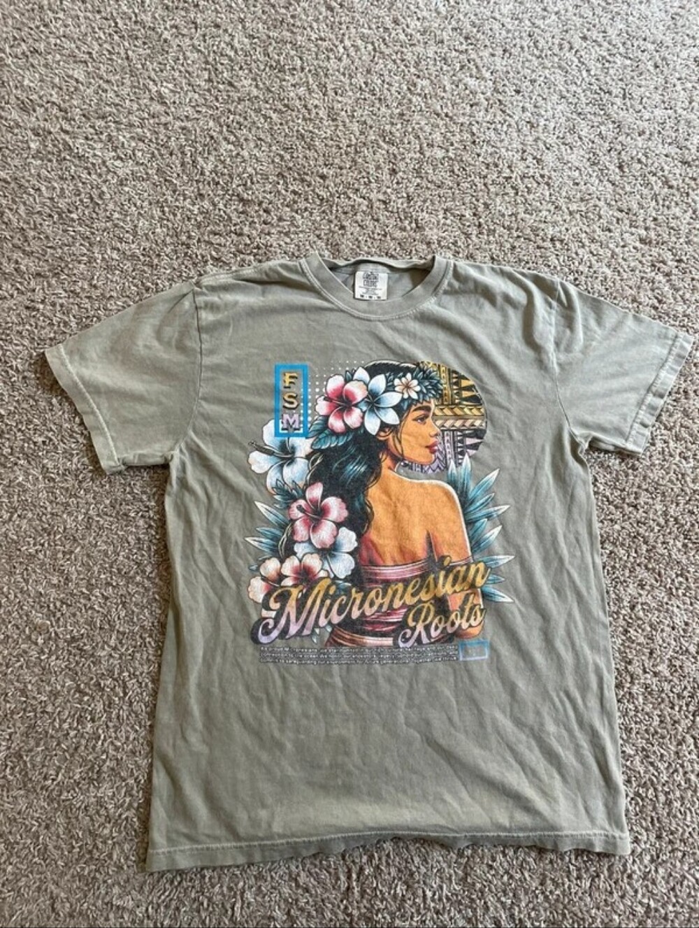 Micronesian Roots Graphic Tee - Olive